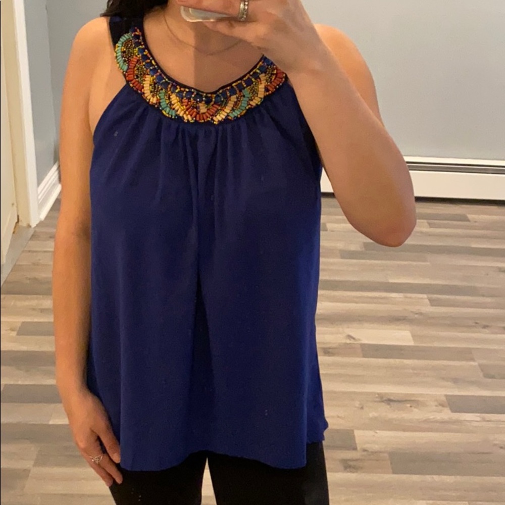 Beaded Blue Top